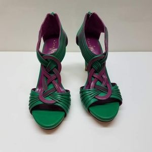 Cole HaanSandal Vivian Twist Purple & Green High Heel Open Toe 8 B Zip